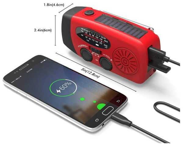 Radio dynamo, panel słoneczny, ładowarka USB, latarka - obrazek 6